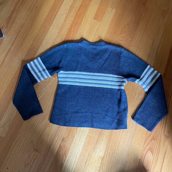 In Charge Vintage Blue and White Striped V-neck sweater Womens S - Picture 2 of 5